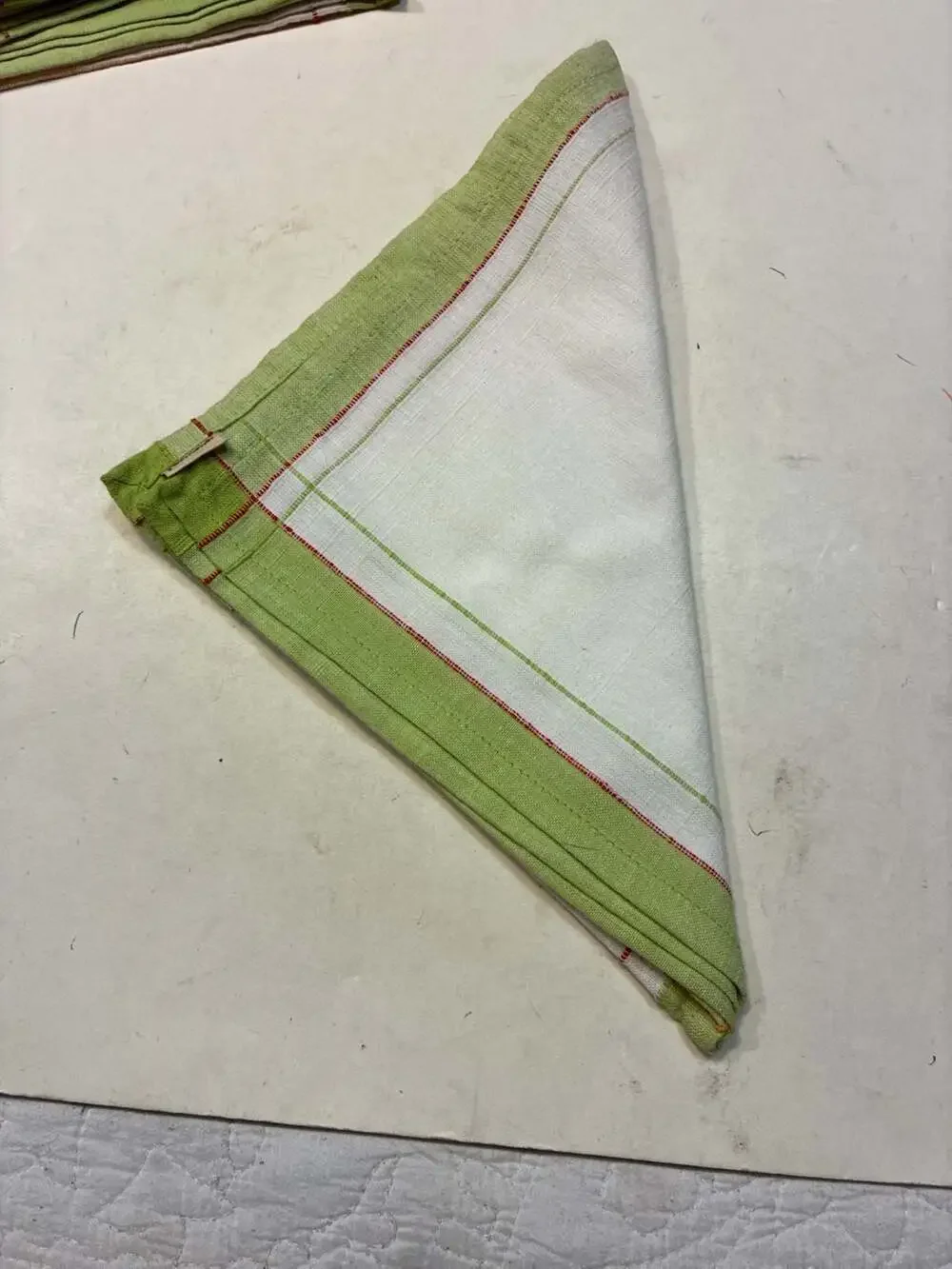 Lot of 6 Fabindia Green and White Plaid Cloth Napkin
